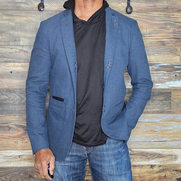 John Varvatos Hook & Bar Cotton Blend Suede Trim Blazer Jacket EU48 US38$1,298